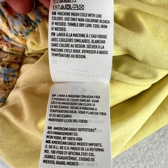 Womens American Eagle High Waisted Floral Short Front Pleats Drawstring Yellow L - Picture 9 of 14